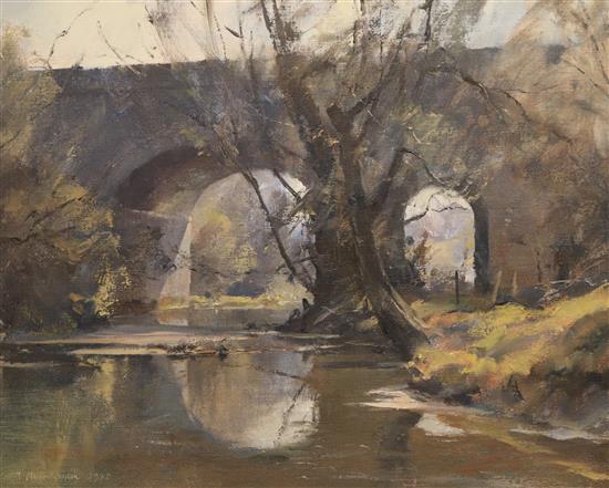 Trevor Chamberlain (1933-) Viaduct on the River Beane 15.5 x 19.5in.